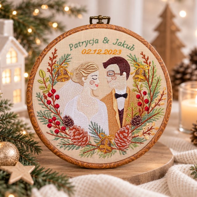 Ślubna, indywidualna dedykacja, haft w oprawie vintage