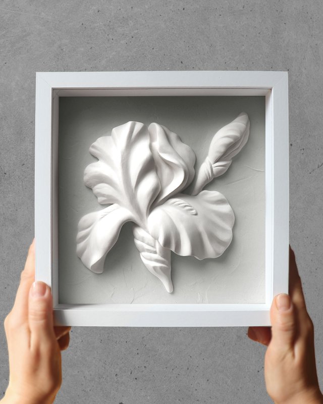 Mini płaskorzeźba, strukturalny obraz Irys / 23x23 cm