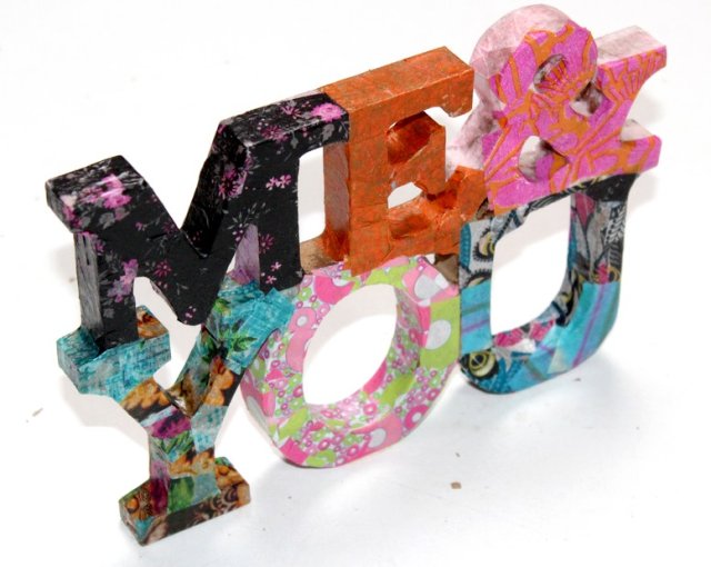 STYLIZOWANY dekor napis ME&YOU decoupage