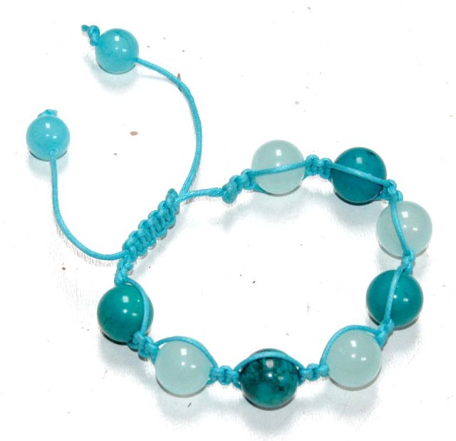 SZKLANE KULKI turkusowa bransoletka shamballa