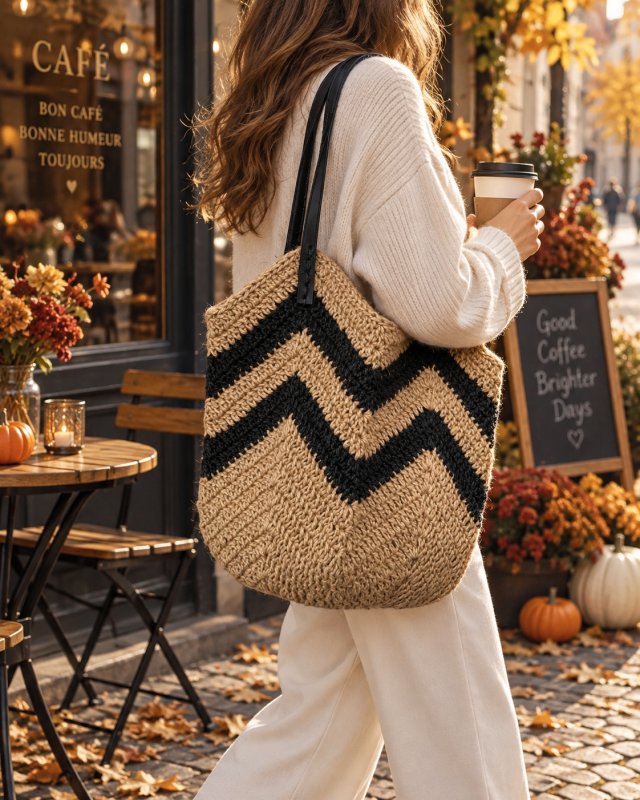 Ręcznie wykonana torba z naturalnego jutuwogo sznurka w stylu boho
