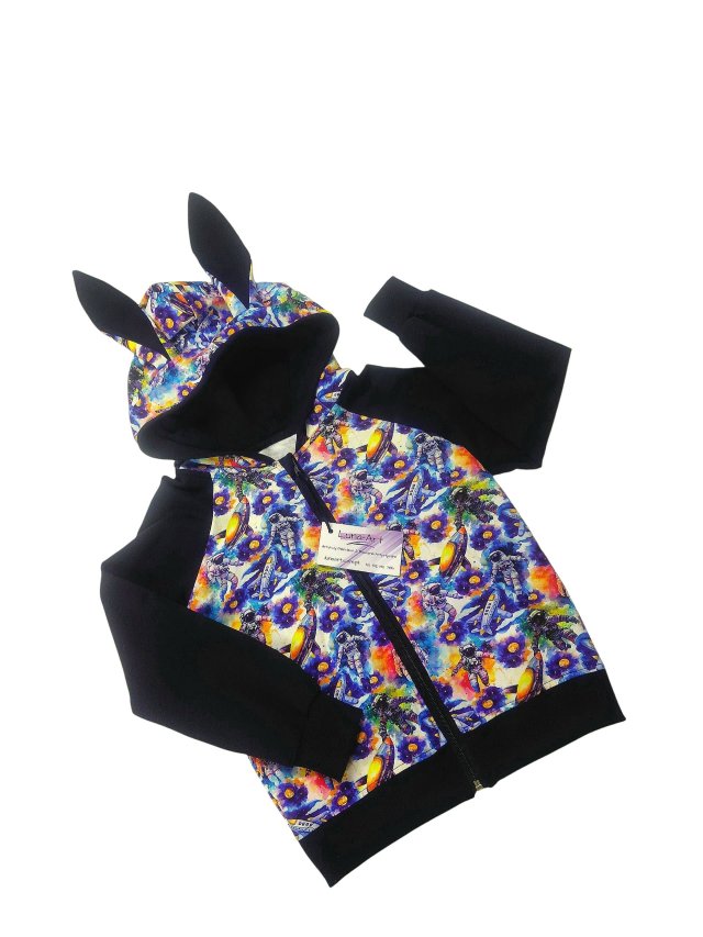 Bluza rozpinana z kapturem i uszami 128/134 wyprzedaż