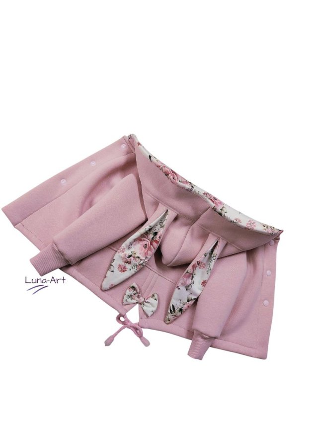 Bluza rozpinana z uszami, kwiatki róż r. 80/86 wyprzedaż