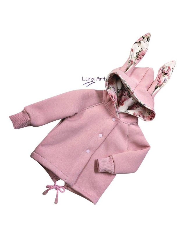 Bluza rozpinana z uszami, kwiatki róż r. 92/98 wyprzedaż