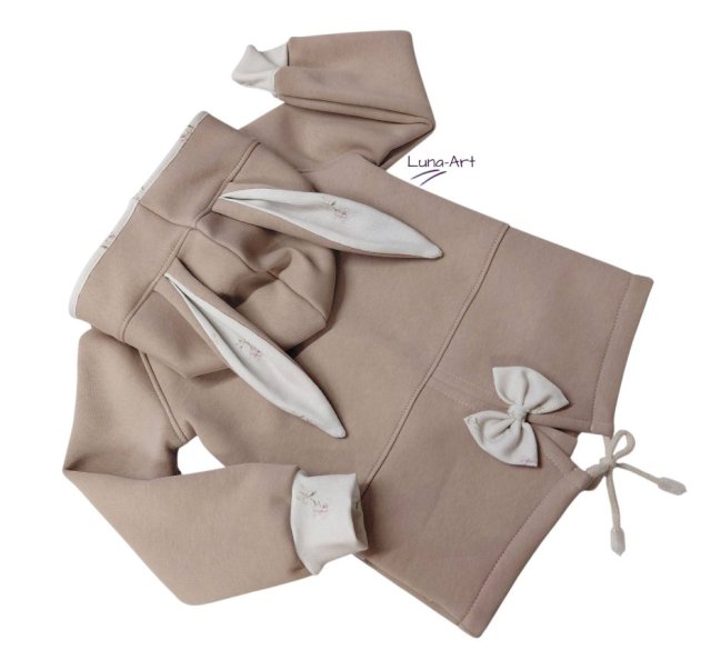 Bluza rozpinana z uszami, beż kwiatki  r. 68/74 wyprzedaż