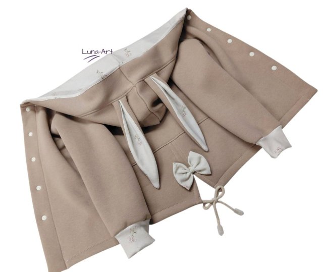 Bluza rozpinana z uszami, beż kwiatki  r. 116/122 wyprzedaż