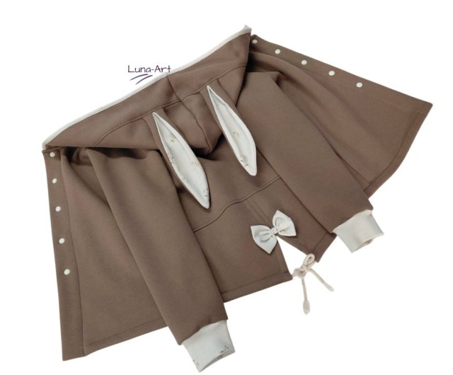 Bluza rozpinana z uszami, ciemny beż kwiatki  r. 128/134 wyprzedaż