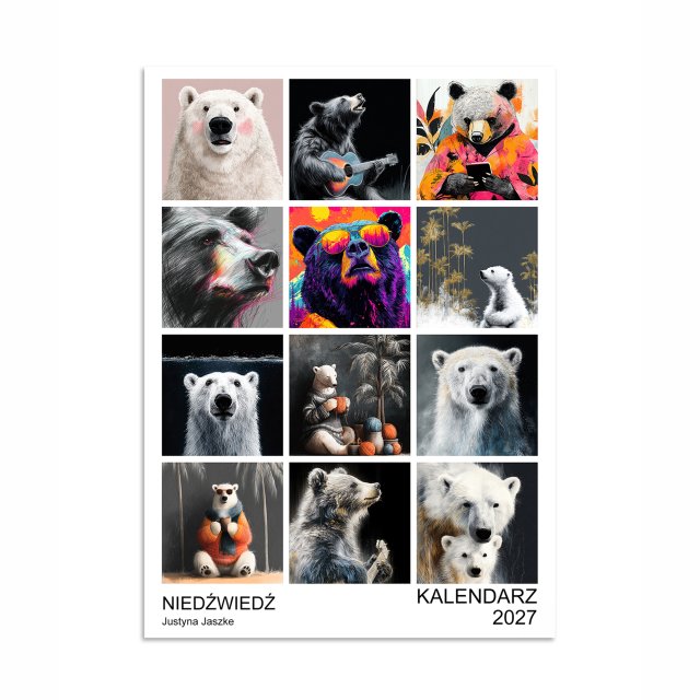 Kalendarz 2027 Niedźwiedź 15x21 cm