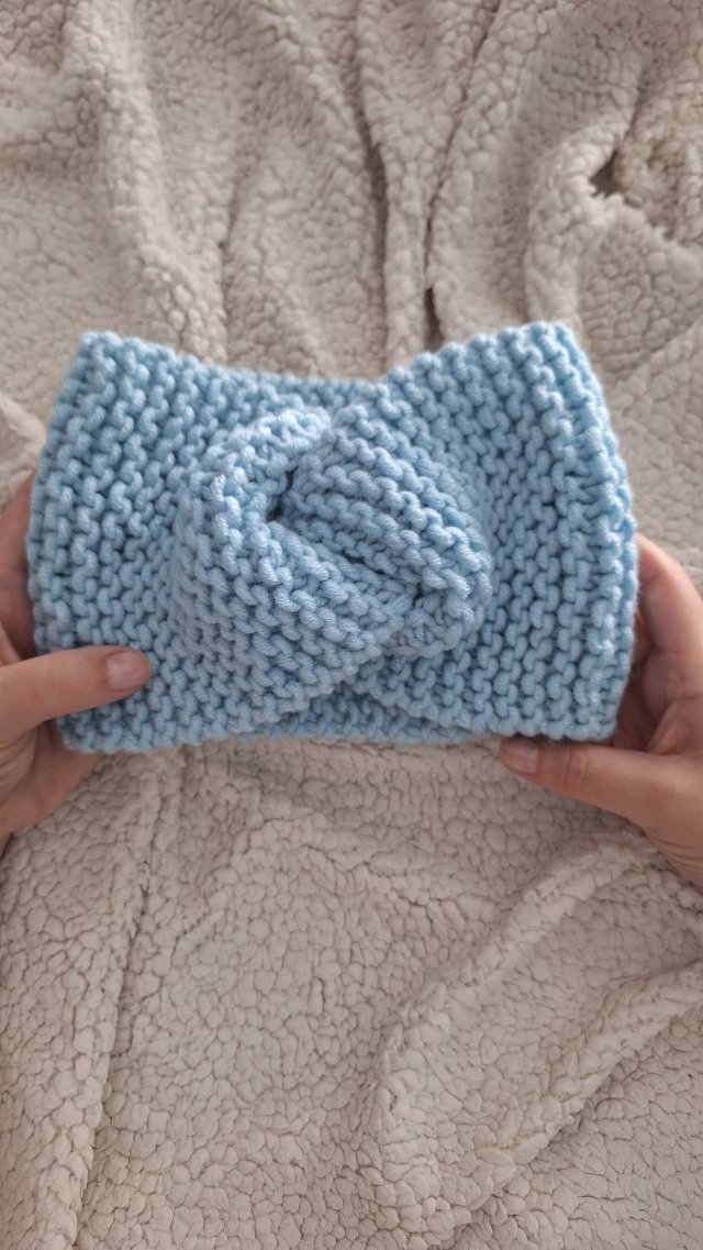 BŁĘKITNA opaska turban handmade - delikatny kolor i wyjątkowa forma