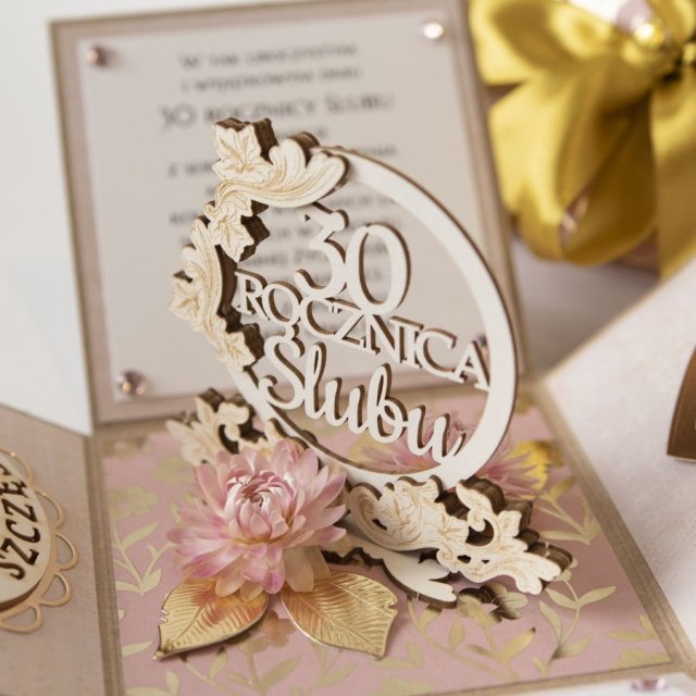 30 rocznica ślubu, perłowe gody, exploding box, kartka 3d
