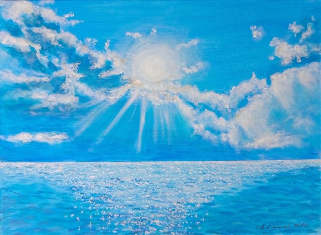 URZEKAJĄCY PEJZAŻ MALOWANY NA PŁÓTNIE - "BEZKRES OCEANU" 30x40cm