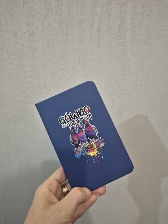 Notes A6 - gołębie - autorski projekt - gwno z brokatem