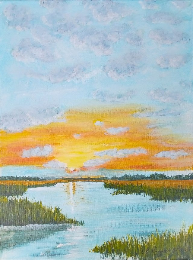 MAGNETYZUJĄCY PEJZAŻ MALOWANY NA PŁÓTNIE - "W UŚPIENIU" 40x30cm