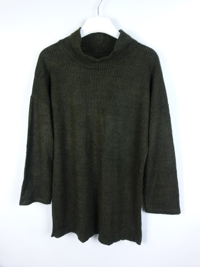 Miękki sweter półgolf akryl khaki / L
