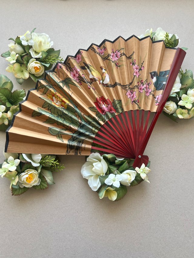Unique Mystical Japanese Sensu Folding Fan – Hand-Painted Spiritual Art