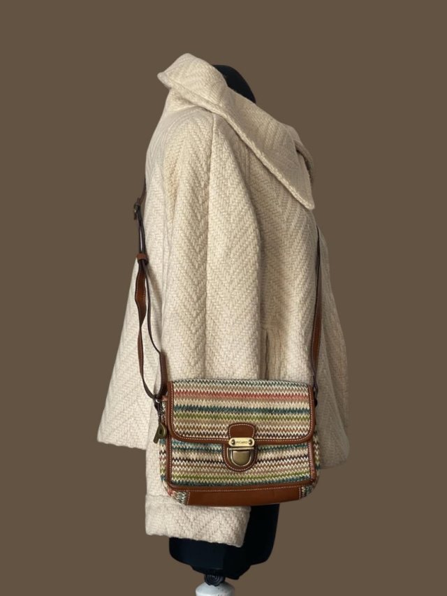 Picard Skórzana Torebka Boho Y2K Patchwork Camel Kolorowa
