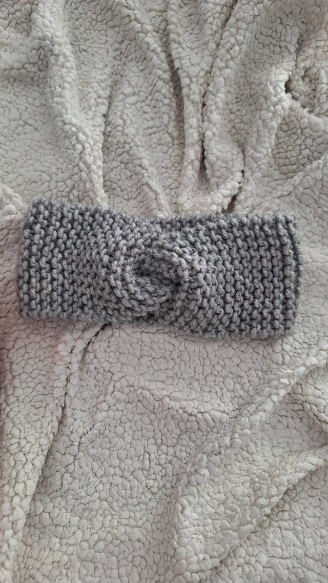 SZARA wąska OPASKA turban handmade - delikatniejsza forma, wyjątkowy charakter