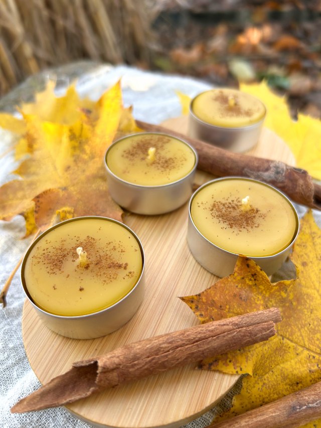 Świece tealight z cynamonem z wosku pszczelego zestaw 16szt. świeca woskowa na prezent rękodzieło