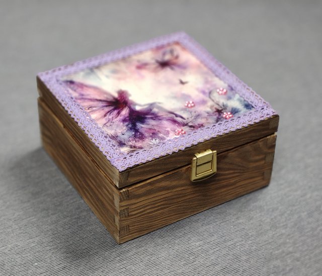 drewniane pudełko na biżuterię - personalizowana szkatułka - 16 x 16 x 8 cm