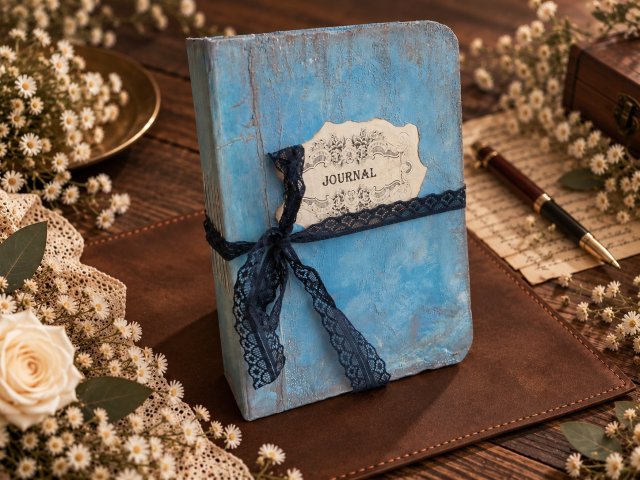 Pamiętnik handmade A5 "JOURNAL" Unikatowe rękodzieło Wyjątkowy prezent świąteczny