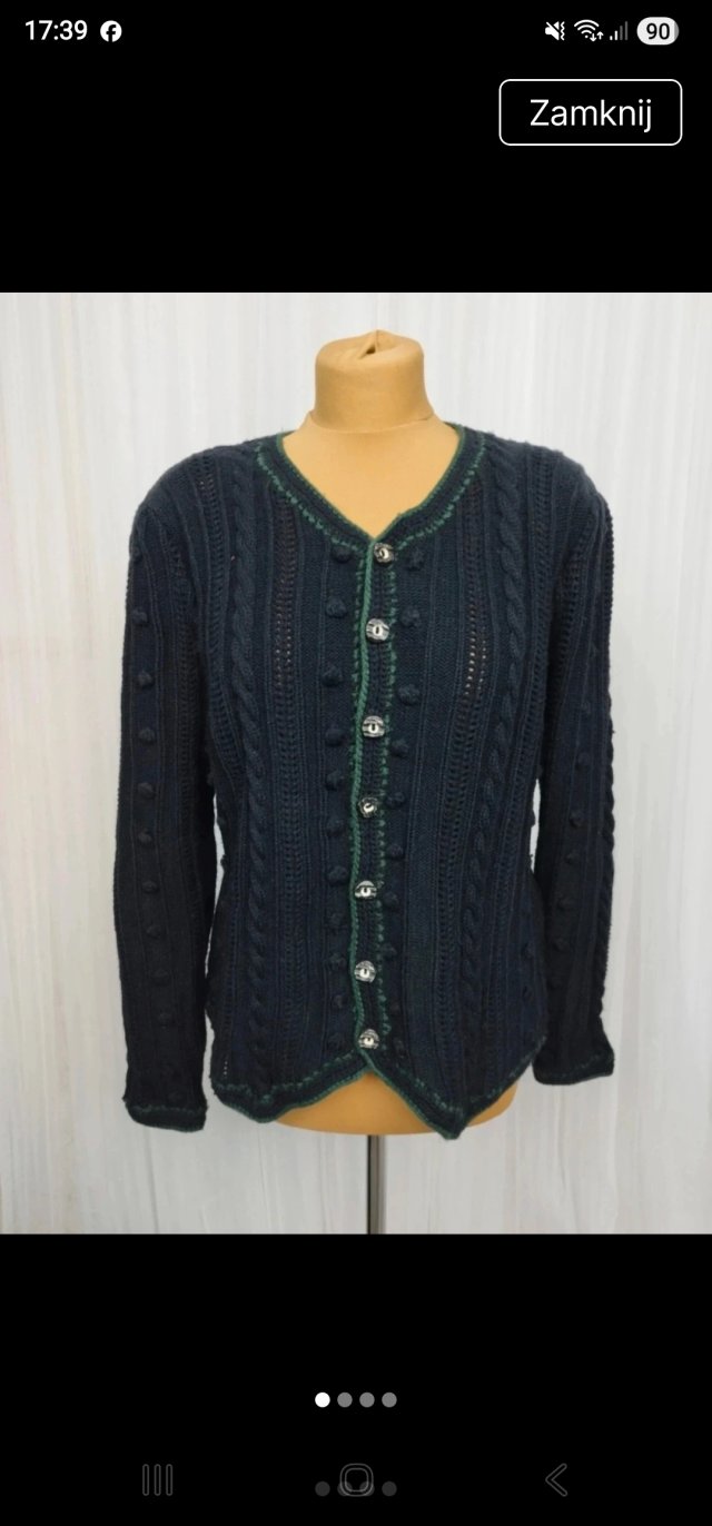 Czarny sweter vintage na guziki plus size 42 44