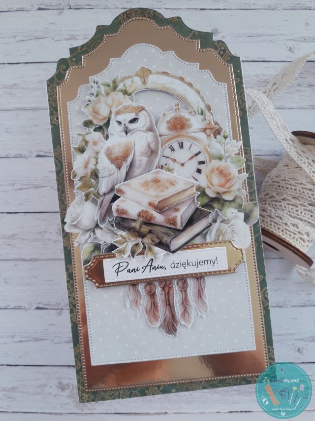 Kartka dla nauczyciela z sową, personalizacja