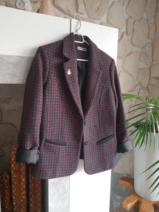 Marynarka w kropki bordo M