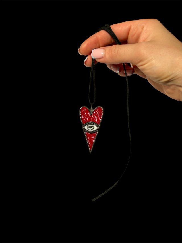 NASZYJNIK SZKLANY AMULET "TRZECIE OKO" WISIOREK WITRAŻ