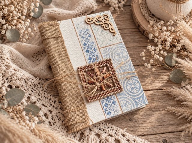Pamiętnik A5 handmade w stylu boho – ręcznie robiona księga wspomnień
