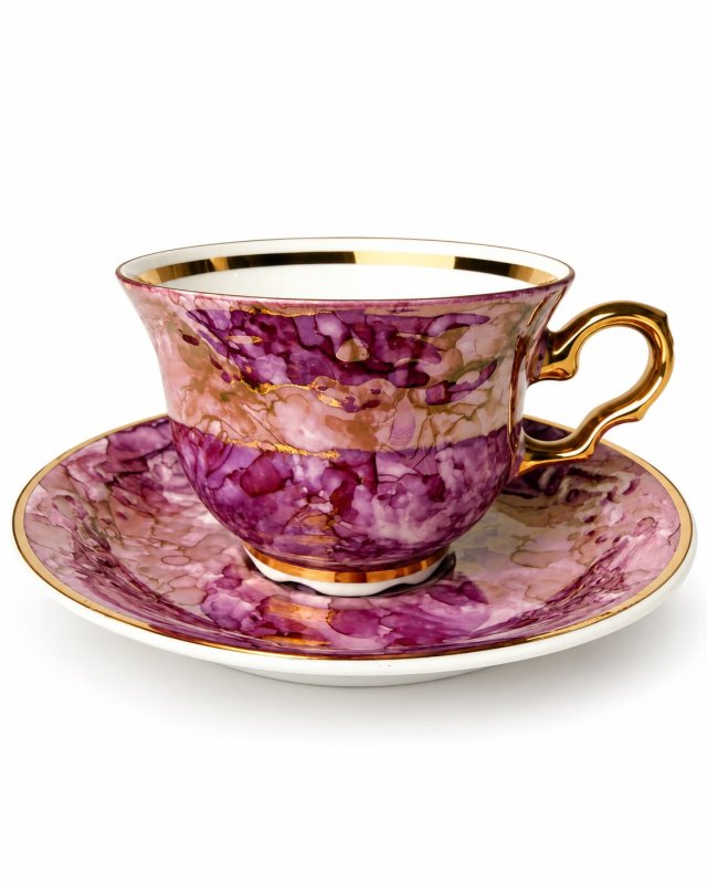Filiżanka Karolina Różowy Marmurek Złocenia Vintage PRL Porcelana New Look