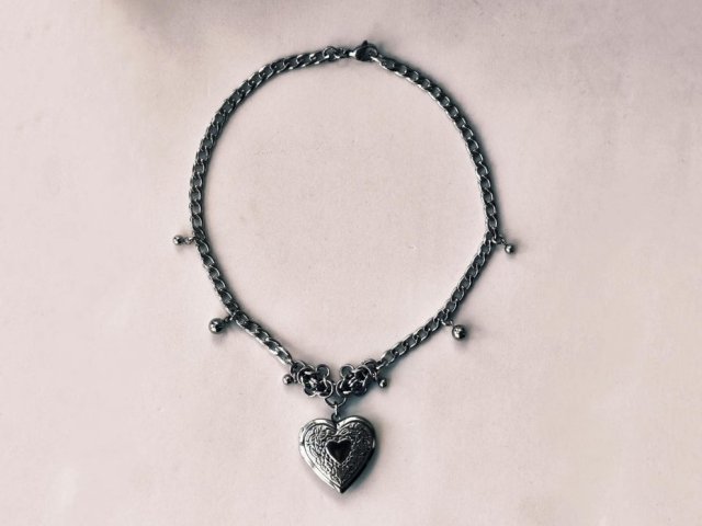 Naszyjnik z sercem sekretarzykiem ze stali 40 cm gothic dark romance