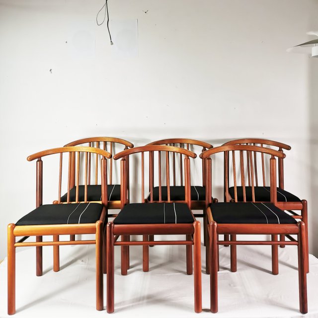 Komplet 6 krzeseł tekowych, Mid Century, Dania lata 70