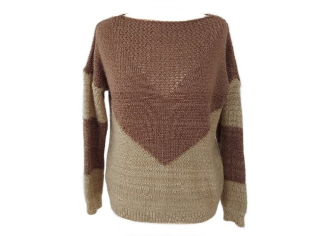 Moherowy sweter w beżach i brązazh