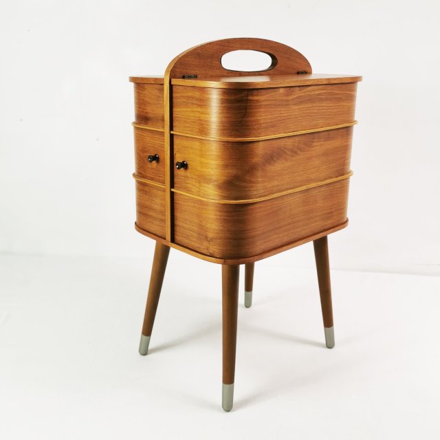 Tekowy organizer- niciak Mid Century, lata 60
