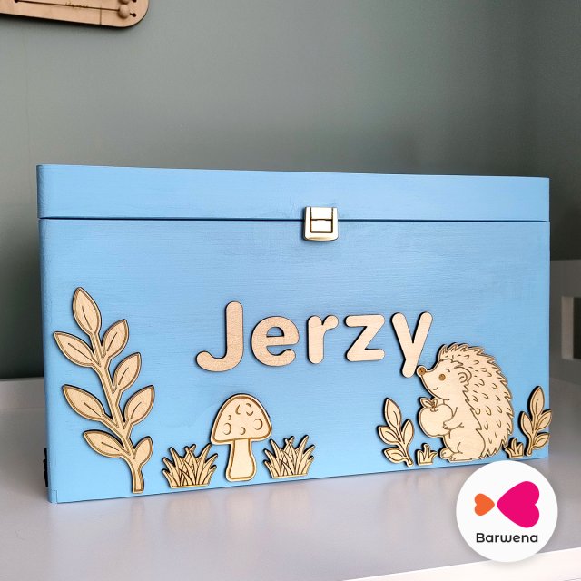 Duża skrzynia/pudełko Jeżyki personalizowana