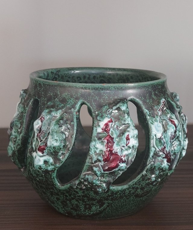 Ceramika artystyczna Glit Iceland  lava clay 1977 vintage świecznik mid-century brutalizm