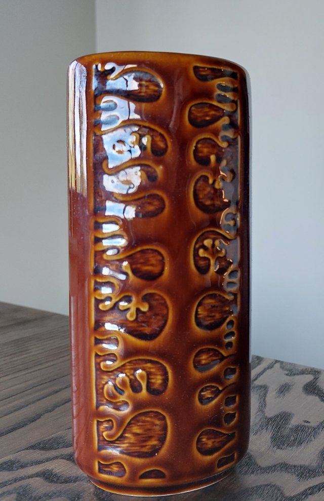 Ceramiczny wazon brązowy porcelit vintage 60s / 70s mid century modern Pruszków PRL made in Poland