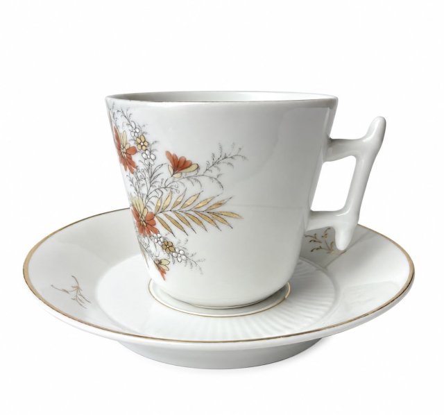 Stara filiżanka porcelanowa Śląsk kwiaty i złocenia Vintage Antyk 1900 r XIX wiek