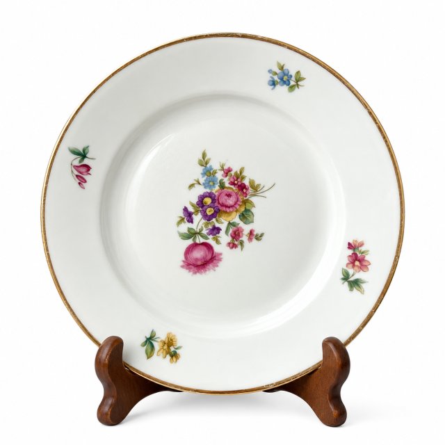 Talerz Rosenthal Aida Selb-Plössberg kwiaty złocenia Vintage lata 50