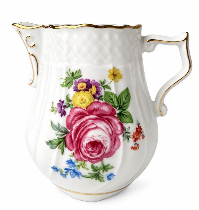 Mlecznik Schirnding Bavaria porcelana kwiaty złocenia reliefy Vintage  RFN