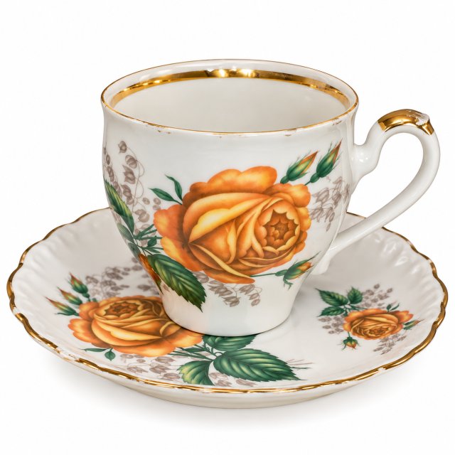 Niemiecka porcelana Mitterteich – filiżanka ze spodkiem w róże