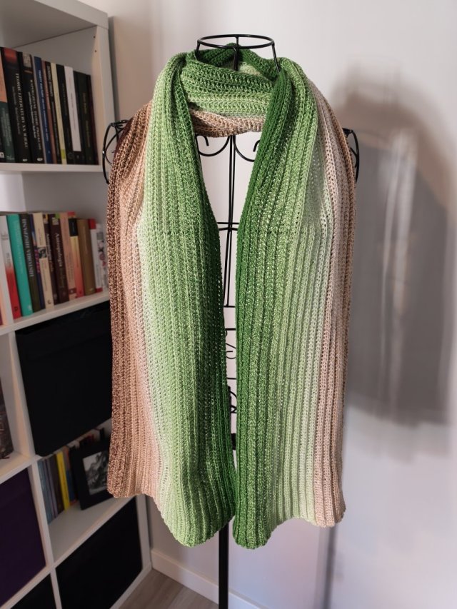 Jesienny szalik unisex / zieleń i brąz
