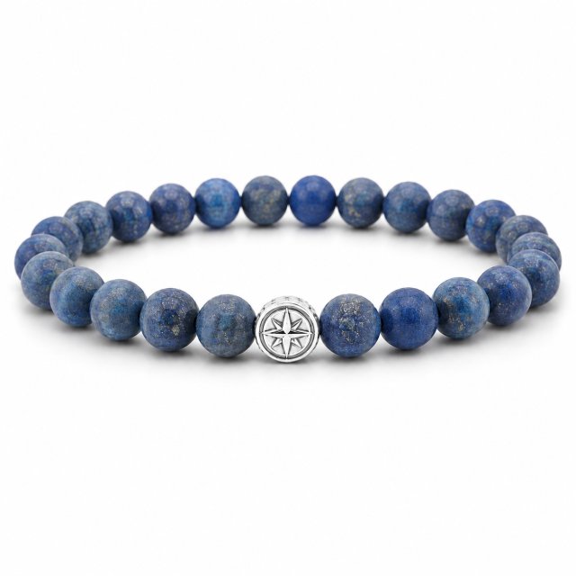 bransoletka męska KOMPAS- lapis lazuli i srebro 925
