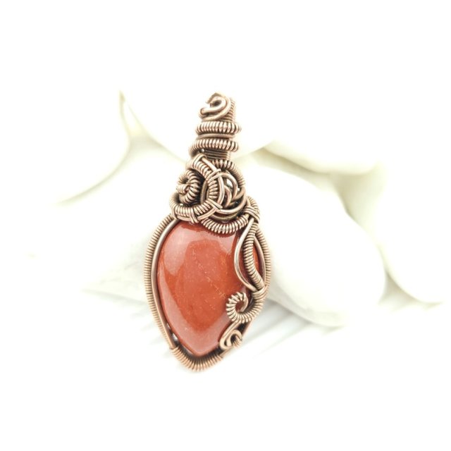 Jaspis mokait wisiorek wire wrapping