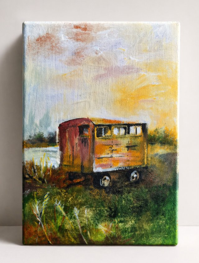 "Wóz Cygański" - Obraz Akrylowy 18x12cm