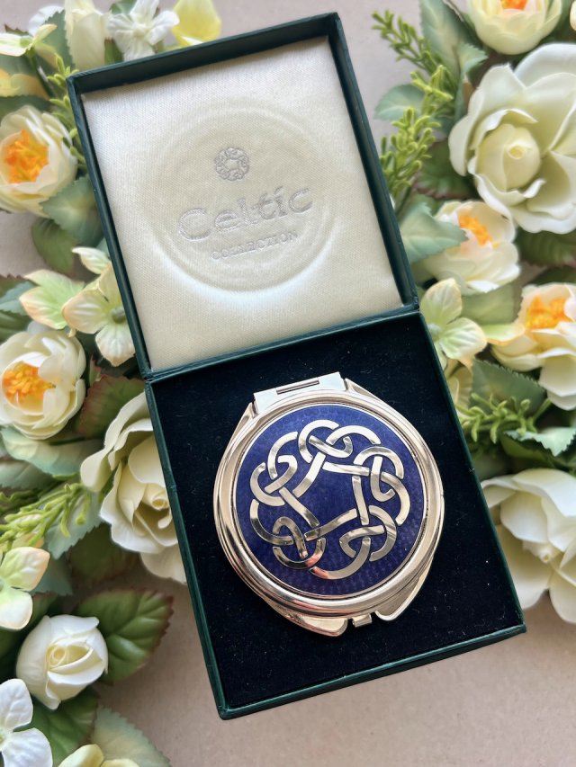 ❤ Celtic Blue Enamel Round Compact Mirror ❤ Lusterko w emalii ❤