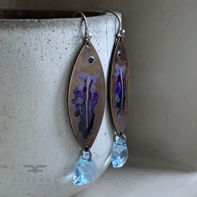 Kolczyki Fish & Aquamarine Tail