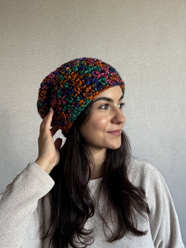 Kolorowa czapka beanie wełniana z alpaką – ręcznie wykonana w Polsce