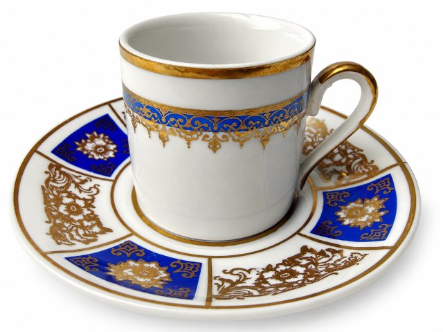 Filiżanka do mokki espresso kobalt i złocenia PM Martinroda NRD / GDR lata 60/70 Vintage
