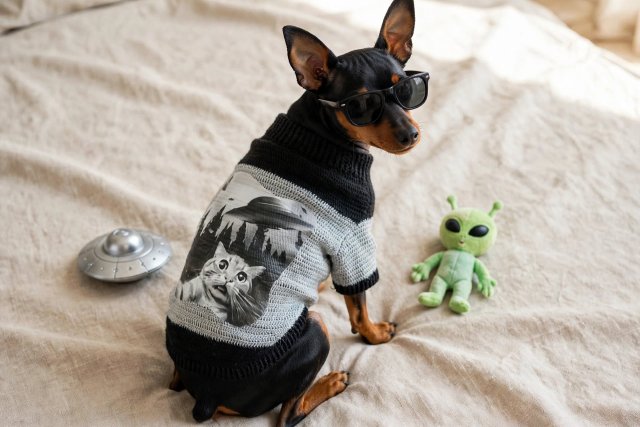 Psi Ufolog – sweterek dla psa od Foxy Knit. Uwaga! Kontakt z obcą cywilizacją został potwierdzony. ????